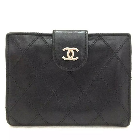 CHANEL Handbags - CHANEL Quilted Matelasse Black Lambskin Wallet